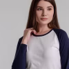 Футболка женская с длинным рукавом Milky Lsl, белая с темно-синим