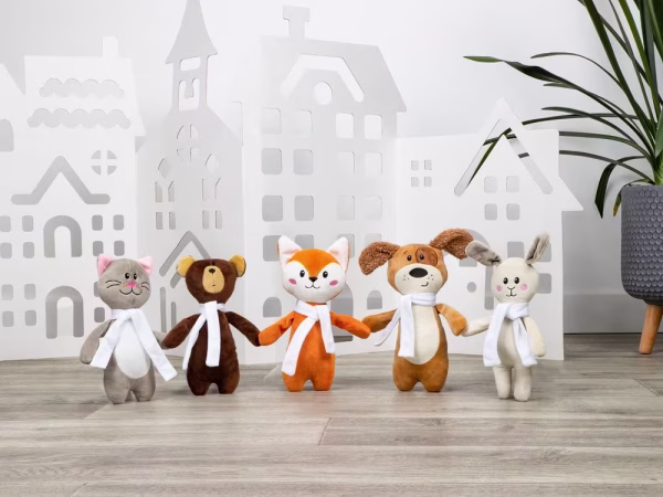 Мягкая игрушка Beastie Toys, заяц с белым шарфом