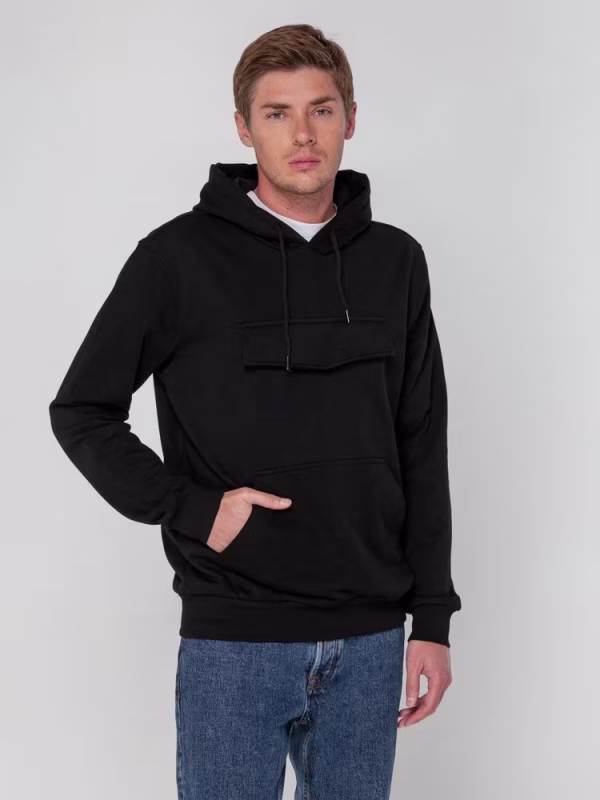Худи унисекс с карманом на груди Chest Pocket, черное
