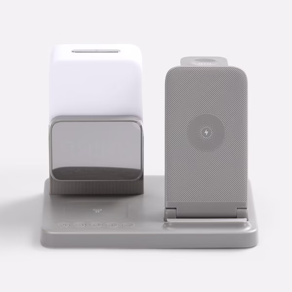 Зарядная станция с электронными часами и подсветкой Large Charge ver.3, серая