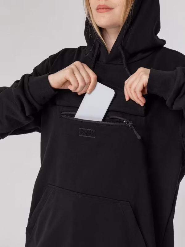 Худи унисекс с карманом на груди Chest Pocket, черное