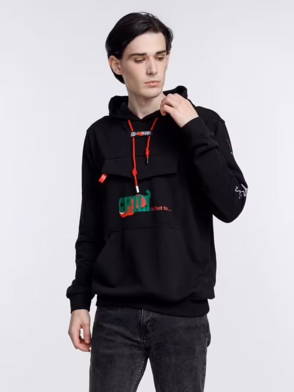 Худи унисекс с карманом на груди Chest Pocket, черное