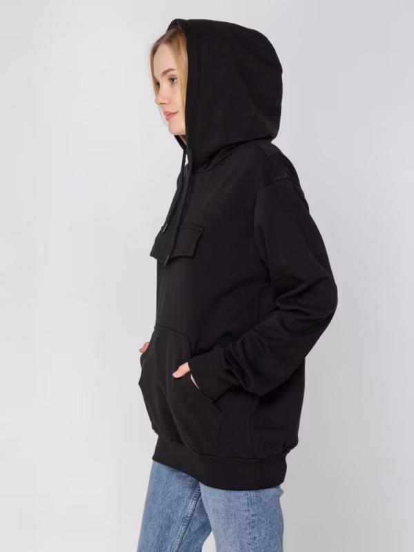 Худи унисекс с карманом на груди Chest Pocket, черное
