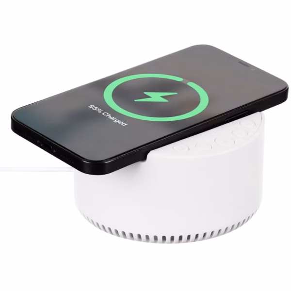 Bluetooth-колонка с беспроводной зарядкой relaxTime, белая