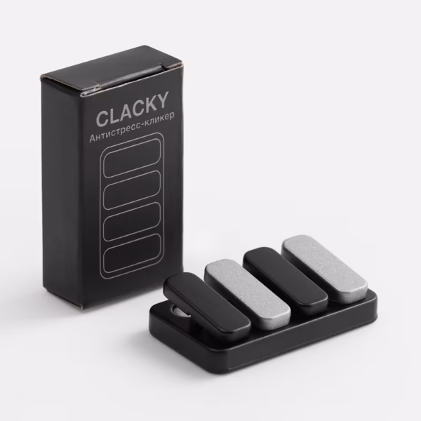 Антистресс-кликер Clacky, черный с серебристым