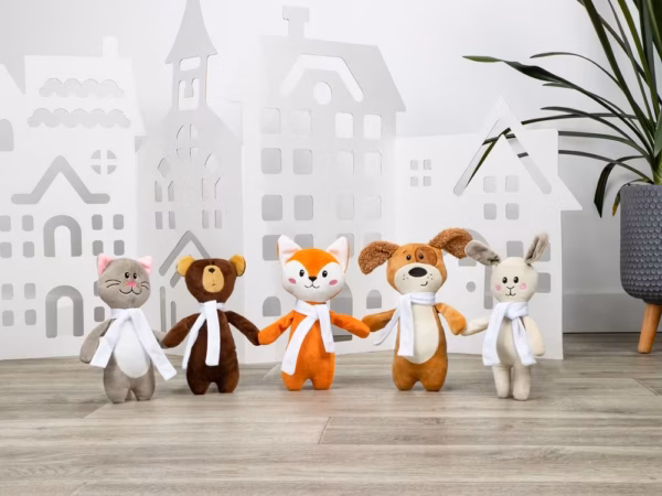Мягкая игрушка Beastie Toys, котик с белым шарфом