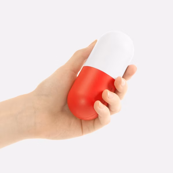 Сквиши-антистресс «Пилюля», белый с красным