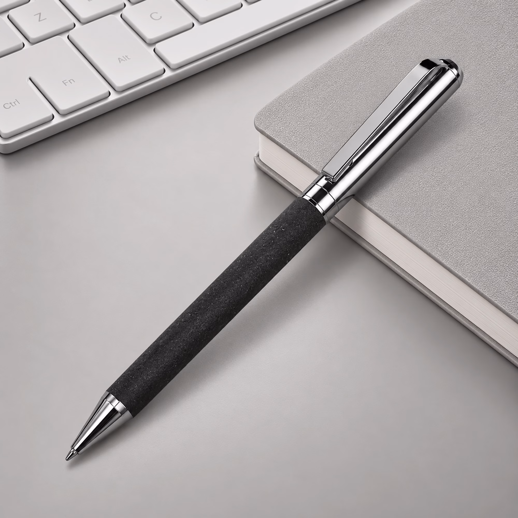 Ручка шариковая Venera из переработанной стали и переработанной кожи