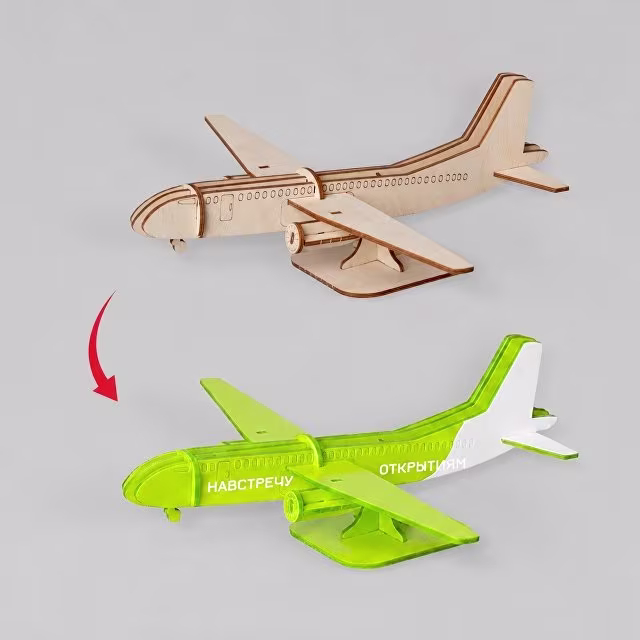 Деревянный 3d пазл Самолет